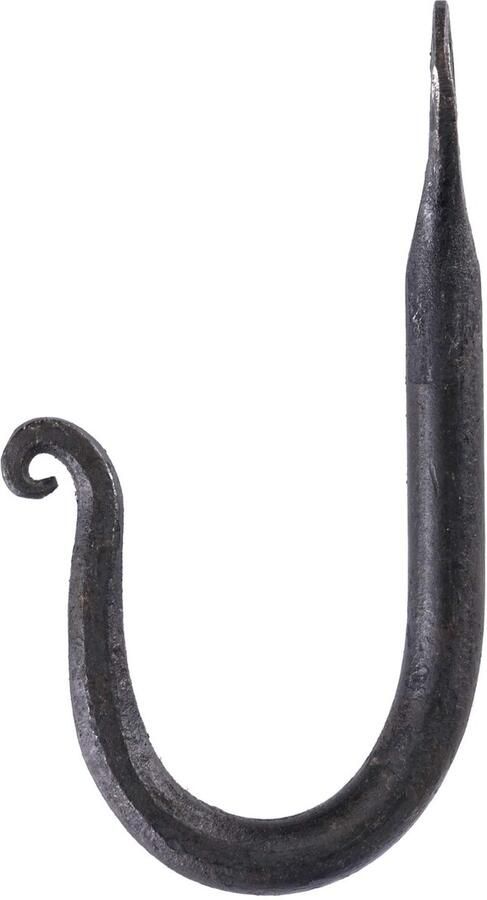 Ulfberth robuuste gesmede wandhaak van staal handgesmeed Ophanghaak kapstok wandhouder kapstokhaak middeleeuws LARP Vikingkampleven ca. 8 cm lang
