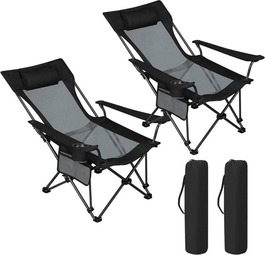 Rootz Living Rootz Ultimate Outdoor Klapstoel Verstelbare fauteuil Draagbare stoel Comfortabel duurzaam gemakkelijk op te bergen 600D Oxford-stof 84 cm x 89 cm x 65 cm (zittend) 84 cm x 71 cm x 101 cm (liggend)