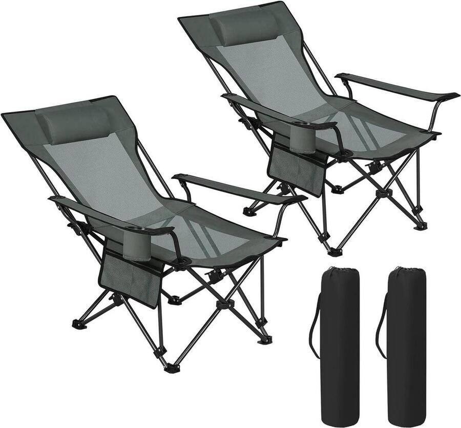 Rootz Living Rootz Ultimate Outdoor Klapstoel Verstelbare fauteuil Draagbare stoel Duurzaam comfortabel handig 600D Oxford-stof 84 cm x 89 cm x 65 cm (zittend) 84 cm x 71 cm x 101 cm (liggend)