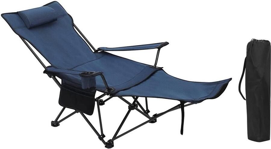 Rootz Living Rootz Ultimate Outdoor Klapstoel Verstelbare visstoel Draagbare campingstoel Verstelbaar lichtgewicht duurzaam 115 cm x 88 5 cm x 84 cm (zittend) 160 cm x 44 cm x 84 cm (liggend) Blauw
