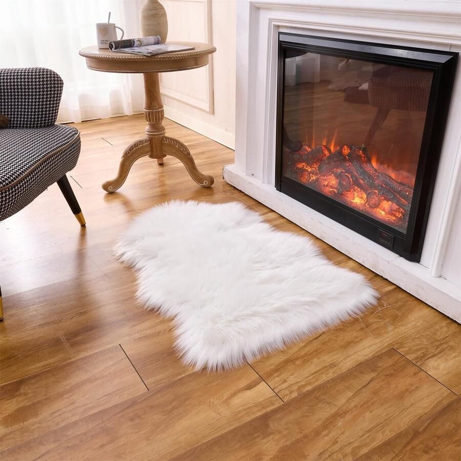 Ultra zacht imitatiebont tapijt Pluizig shaggy tapijt voor slaapkamer woonkamer en kinderkamer 2 x 3 voet