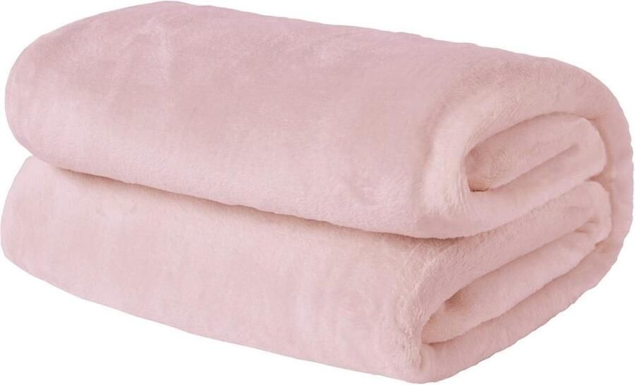 Ultra Zachte Flanellen Fleece Deken Warme Pluizige Gooi voor Slaapkamer en Bank Blush Roze 120 x 150 cm