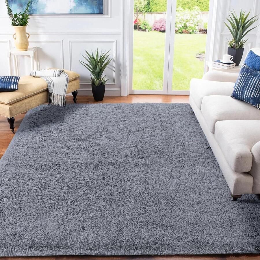 Ultra zachte luxe pluizige Shag gebiedstapijt modern interieur ideaal voor slaapkamer kinderkamer babykamer 120x160cm grijs