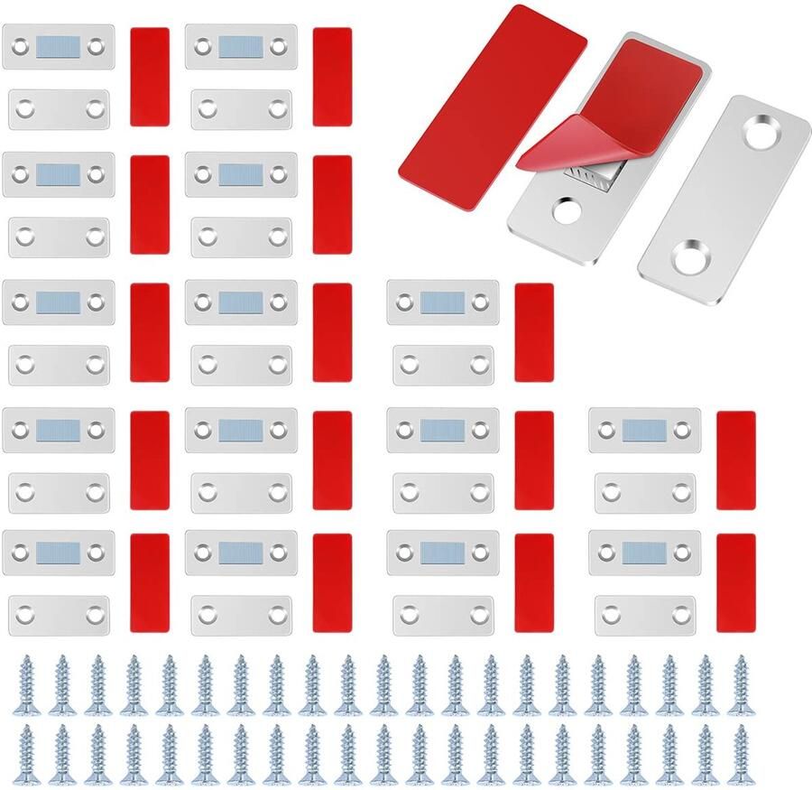 Ultradunne deurmagneten roestvrij staal set van 16 zilver
