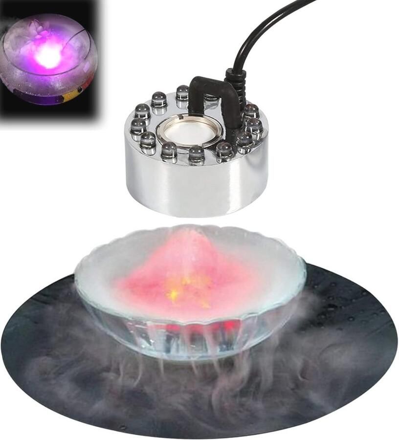 Ultrasone Vernevelaar voor Aquarium en Tuin met 12 LED Lampen Mini Rookmachine voor Decoratie