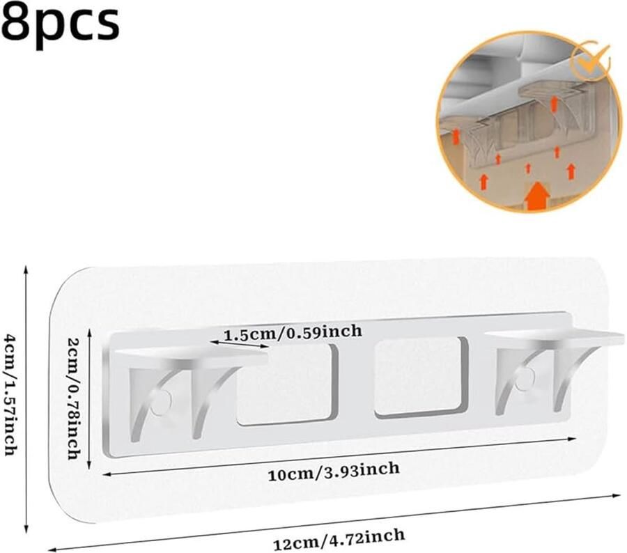 Ultrasterke plankhouders set van 8 ideaal voor keuken en badkamer