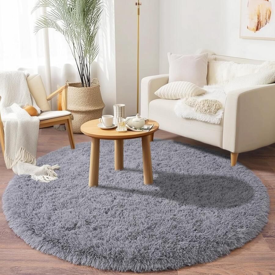 Ultrazacht Pluizig Tapijt Luxe Blotevoetenervaring 1 stuk Grijs Microvezel