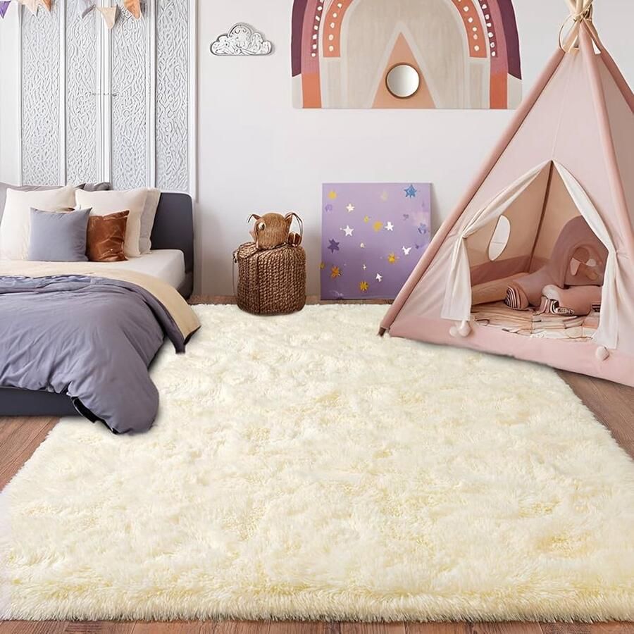 Ultrazacht Pluizig Tapijt Luxe Blotevoetenervaring 1 stuk Grijs Microvezel