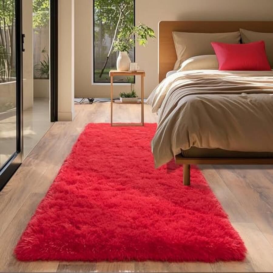 Ultrazacht vloerkleed 2 x 6 voet pluche antislip shaggy tapijt voor woonkamer en slaapkamer