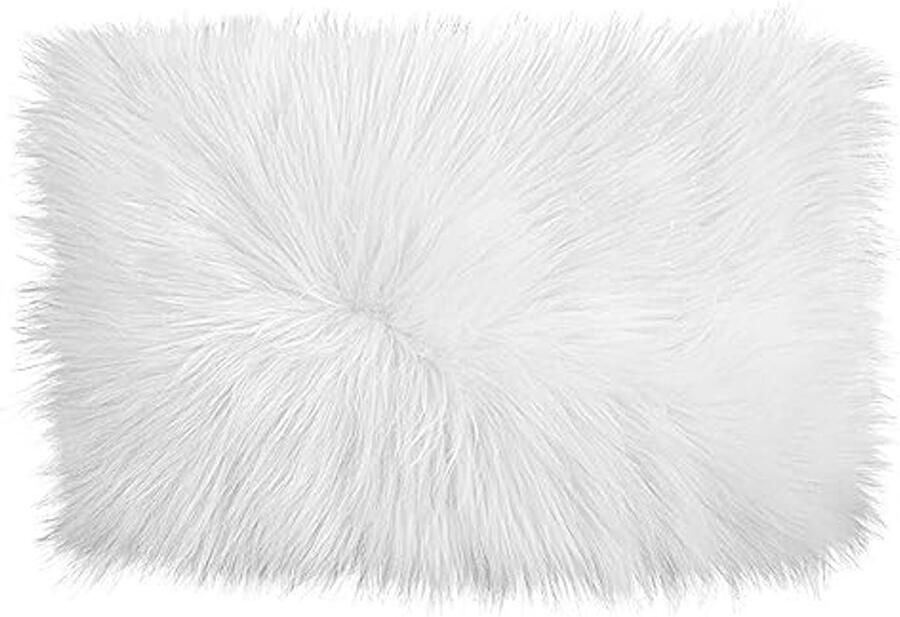 Ultrazacht Wit Imitatiebont Tapijt voor Slaapkamer en Woonkamer Luxe Pluizige Vloerkleden