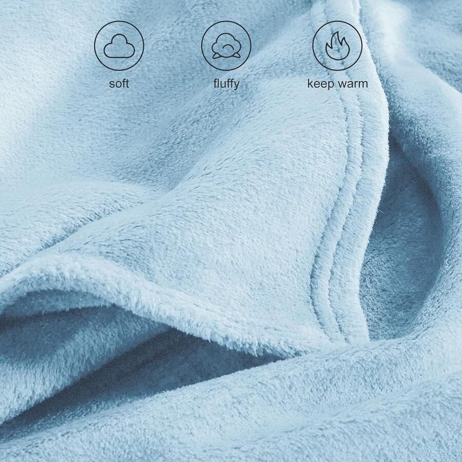 Ultrazachte en Warme Fleece Deken voor Bank en Bed Lichtblauw 150 x 200 cm