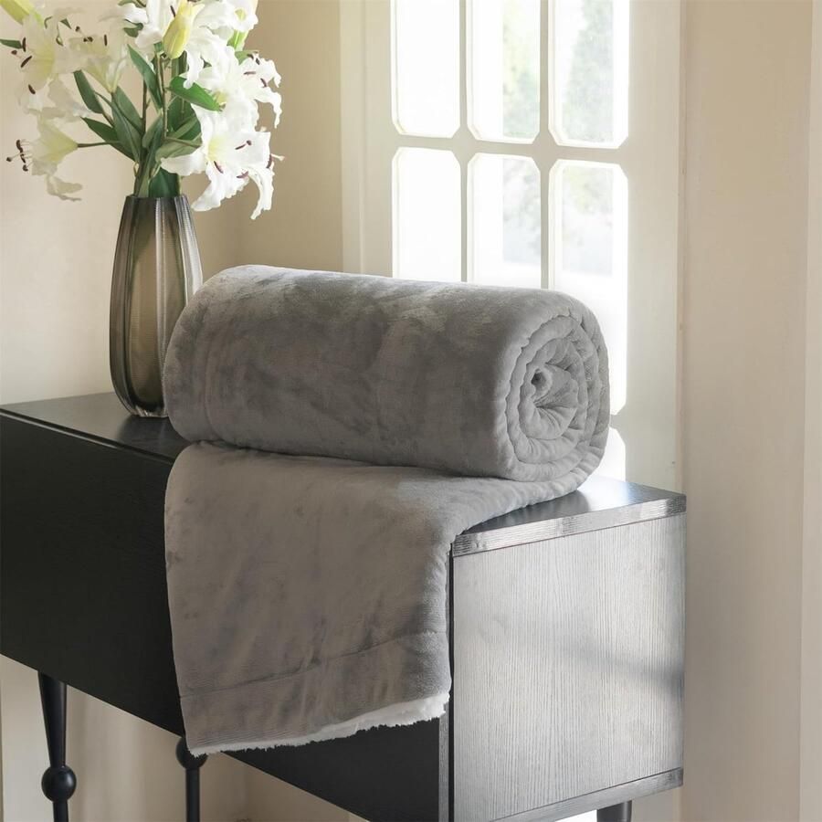 Ultrazachte Warme Fleece Deken voor Bank en Bed Grijs 130 x 150 cm