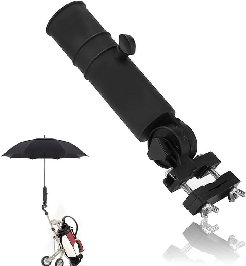 Umbrella HolderAdjustable Cart Umbrella TrayUniversal Trolley Umbrella HolderAccessory for Pushcart Handles (Black)