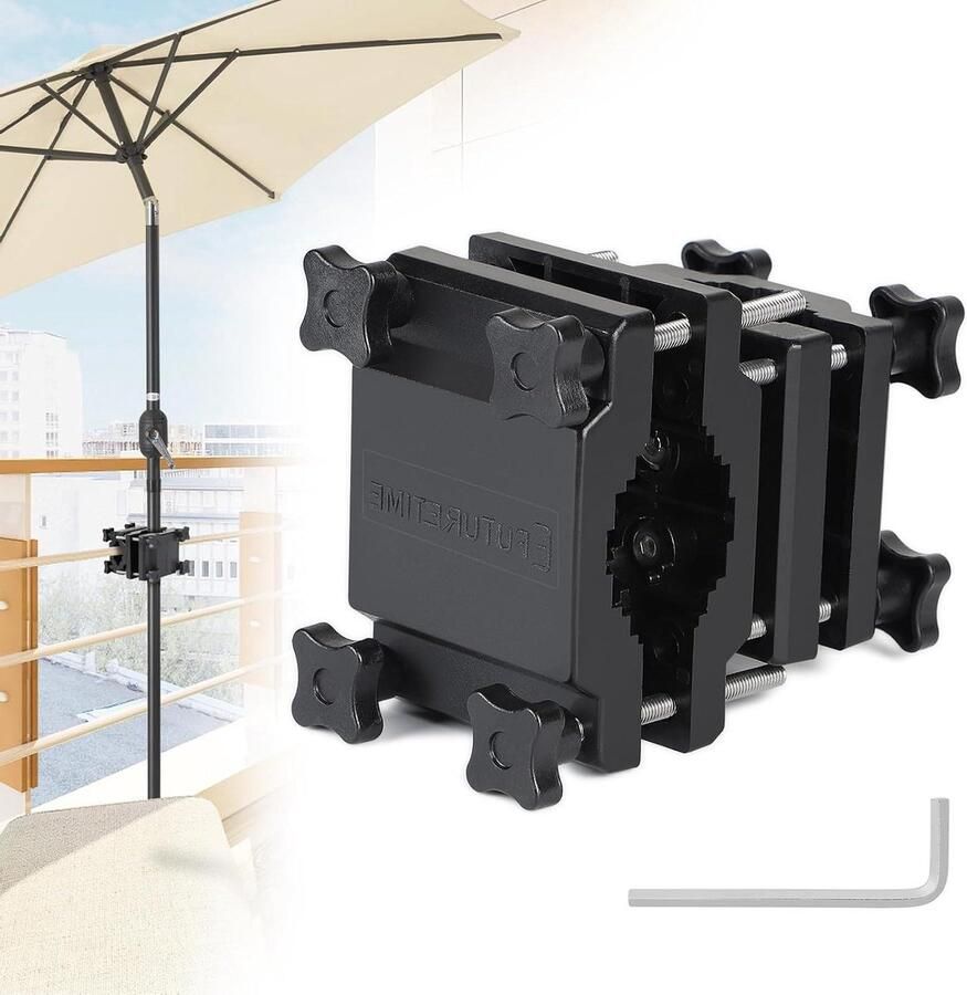 Umbrella Houder voor Balkon Parasol Klem voor Handrails Geschikt voor Diameter 22-38 mm Zwart