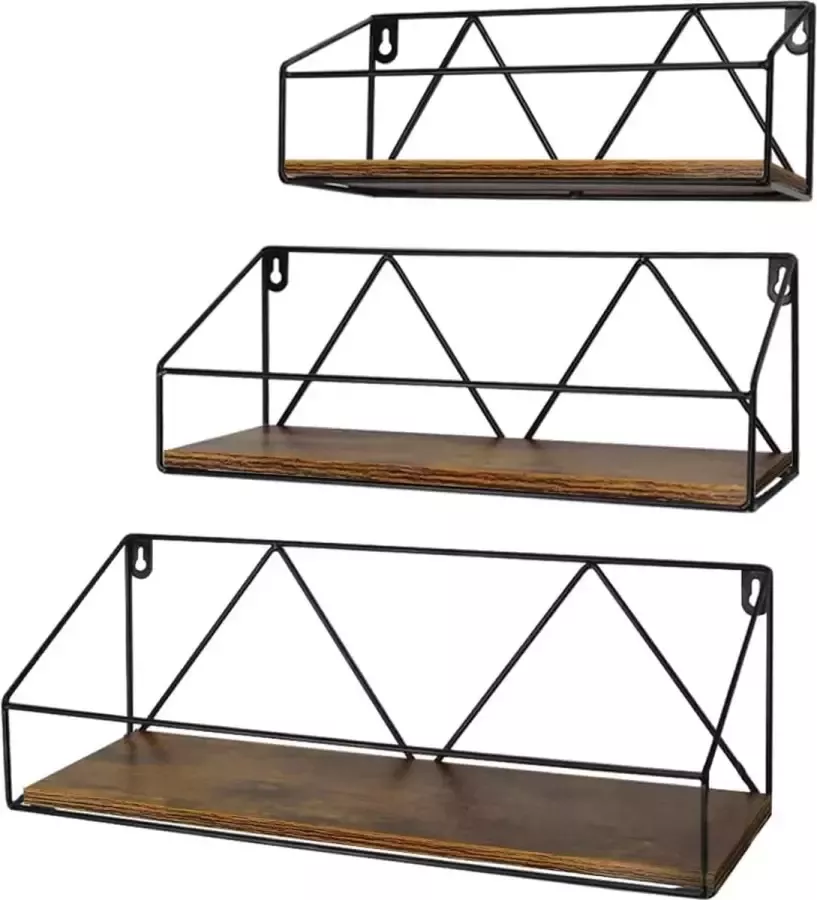 Umi wandplank set van 3 hangende planken rustieke zwevende plank voor woonkamer slaapkamer kantoor keuken of hal