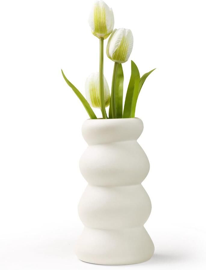 Umlaca keramische vaas bloemenvaas witte decoratieve vazen ​​voor decoratie met pampasgras moderne vaas voor thuis woonkamer eettafel boerderij kantoorinrichting