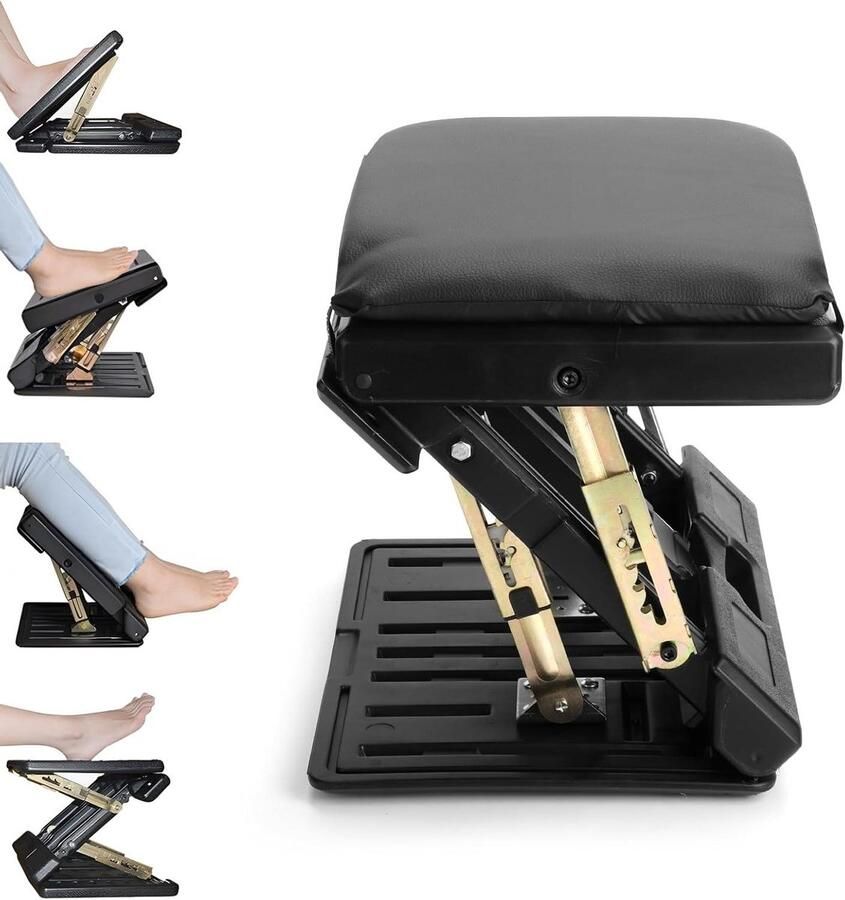 Verstelbare voetensteun voor onder het bureau met 4 hoogtes en afneembare zachte voetensteun voor ergonomisch comfort bij rug- knie- en voetpijnverlichting op vliegtuigniveau