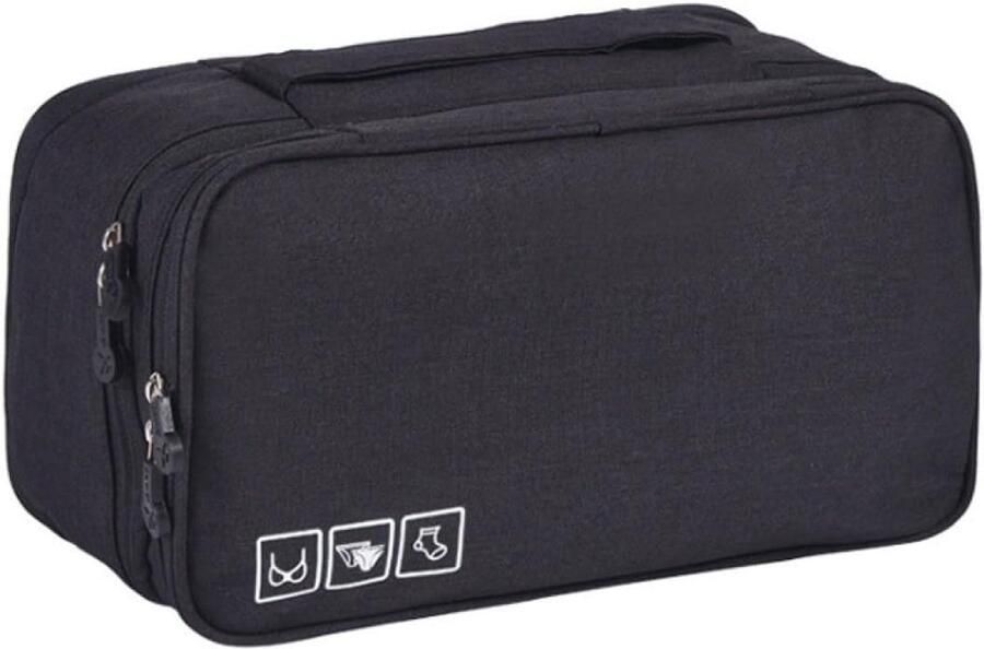 Underwear and Bra Organizer Waterproof Travel Storage Bag for Socks (Black) Portable