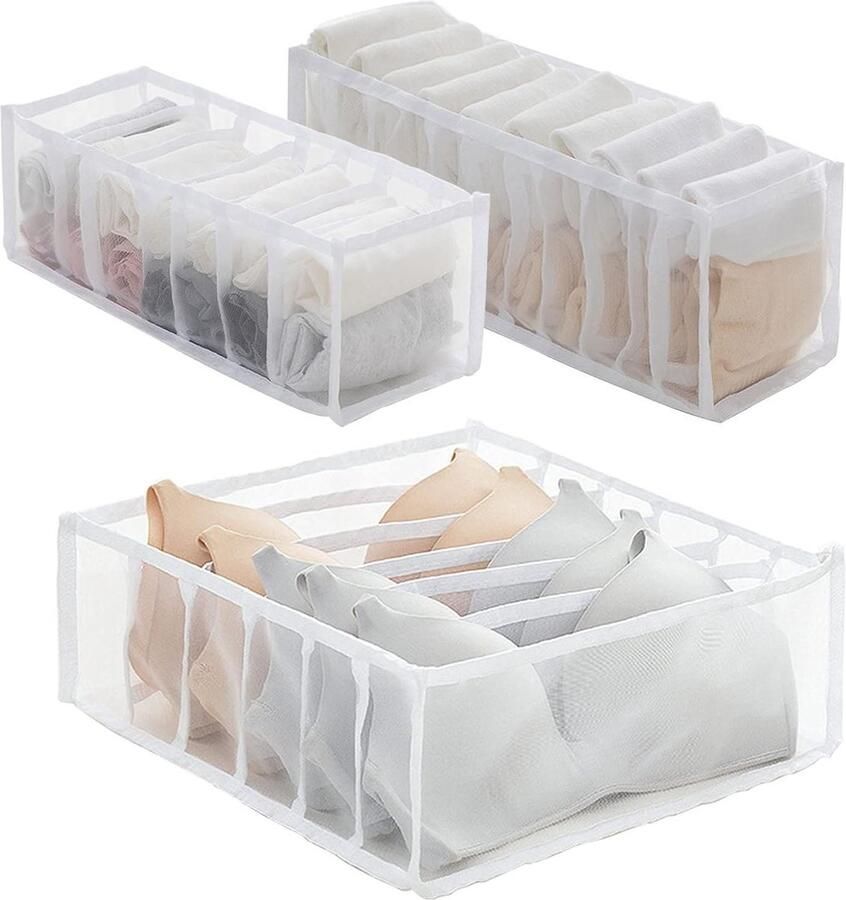 Ondergoed Lade-organizer Verdelers van 3 bh's en sokken-organizer Opvouwbare kledingkast-organizer Hoge capaciteit kastverdelers voor bh's sokken stropdassen sjaals en zakdoeken