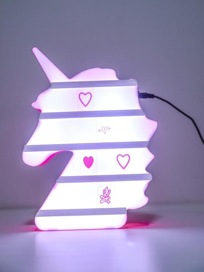 Unicorn Lichtbox slaapkamer letters leren led lamp eenhoorn letters bord 192 verwisselbare letters emojis kerst sinterklaas cadeau