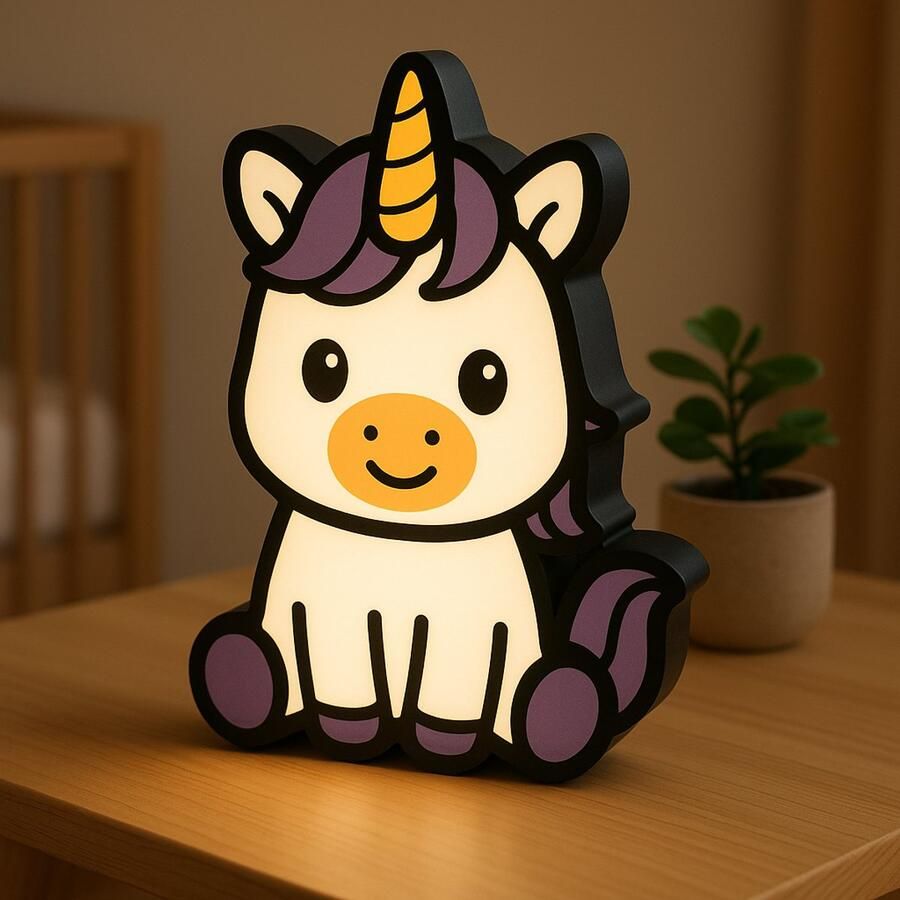 Unicorn Nachtlampje – 3D Cartoon Lightbox voor Kinderen – Schattige USB Nachtlamp Eenhoorn – Kinderkamer Decoratie of Origineel Cadeau Leeslampje Kinderen Cadeau Jongen Meisje of Baby Muur Decoratie Kunst Kinderkamer Babykamer Origineel