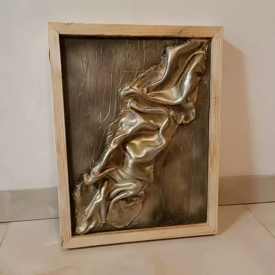Uniek handgemaakt wanddecoratie decoratie muur tafel abstract 3d gips aparte 3d design 35x45 groot schilderij canvas
