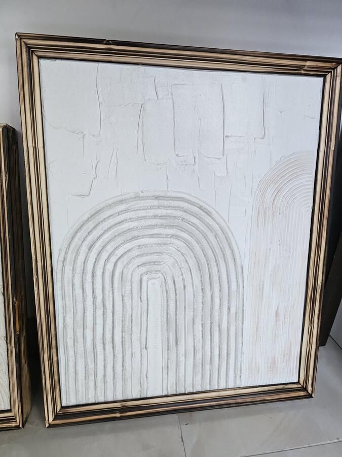 Uniek handgemaakt wanddecoratie decoratie muur tafel abstract 3d gips aparte 3d design met regenboog 40x50 groot schilderij canvas abstract