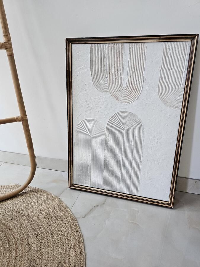 Uniek handgemaakt wanddecoratie decoratie muur tafel abstract 3d gips aparte 3d design regenboog regenbogen abstract 50x70 groot schilderij canvas