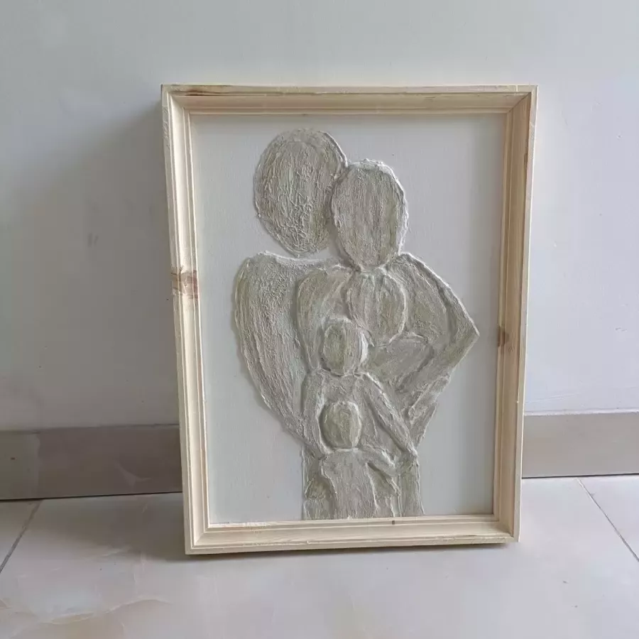 Uniek handgemaakt wanddecoratie decoratie katoen macrame muur tafel abstract 3d regenboog 40x50 groot schilderij canvas - Foto 2