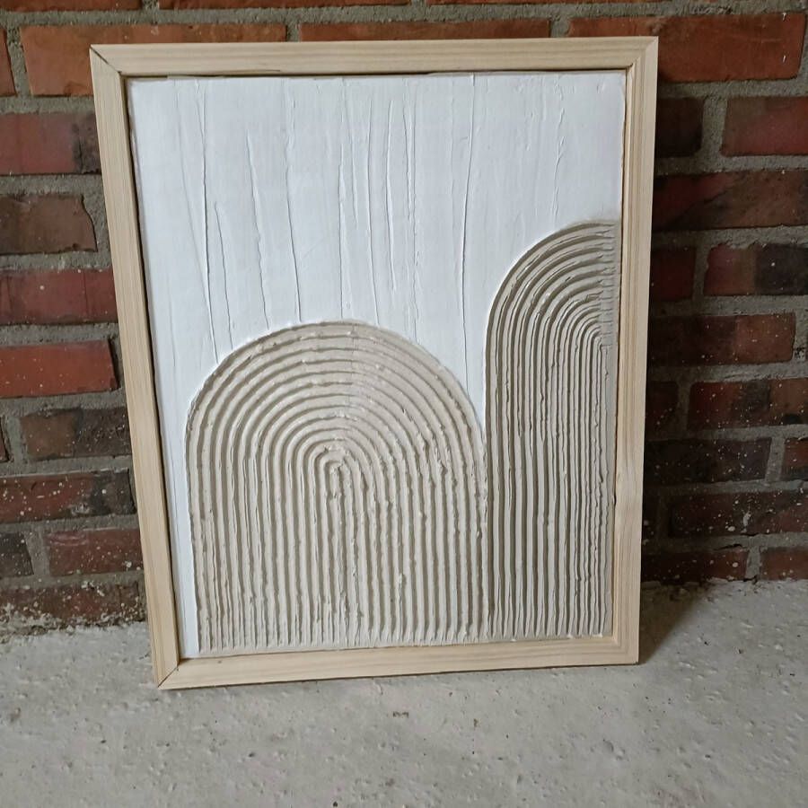 Uniek handgemaakt wanddecoratie decoratie muur tafel abstract 3d gips rainbow regenboog 45x55 groot schilderij canvas