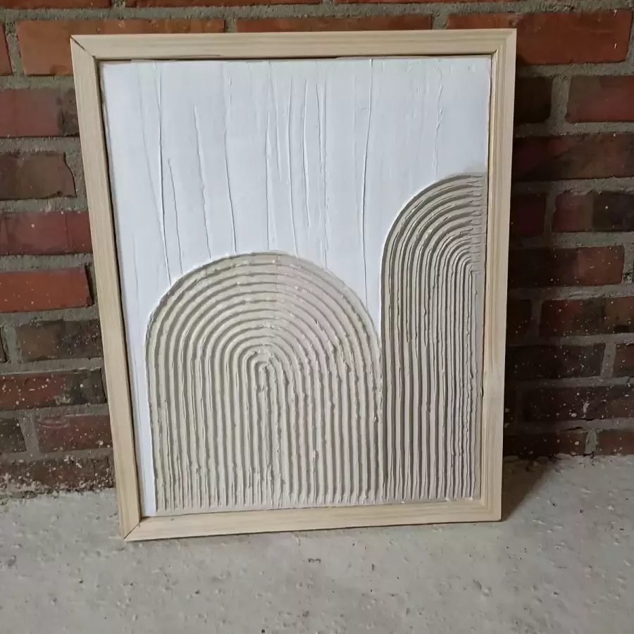 Uniek handgemaakt wanddecoratie decoratie muur tafel abstract 3d gips rainbow regenboog 45x55 groot schilderij canvas
