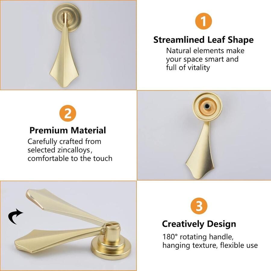 Unieke Elegante Handgrepen voor Kasten en Meubels met Bladvormig Ontwerp Set van 4 Stuks