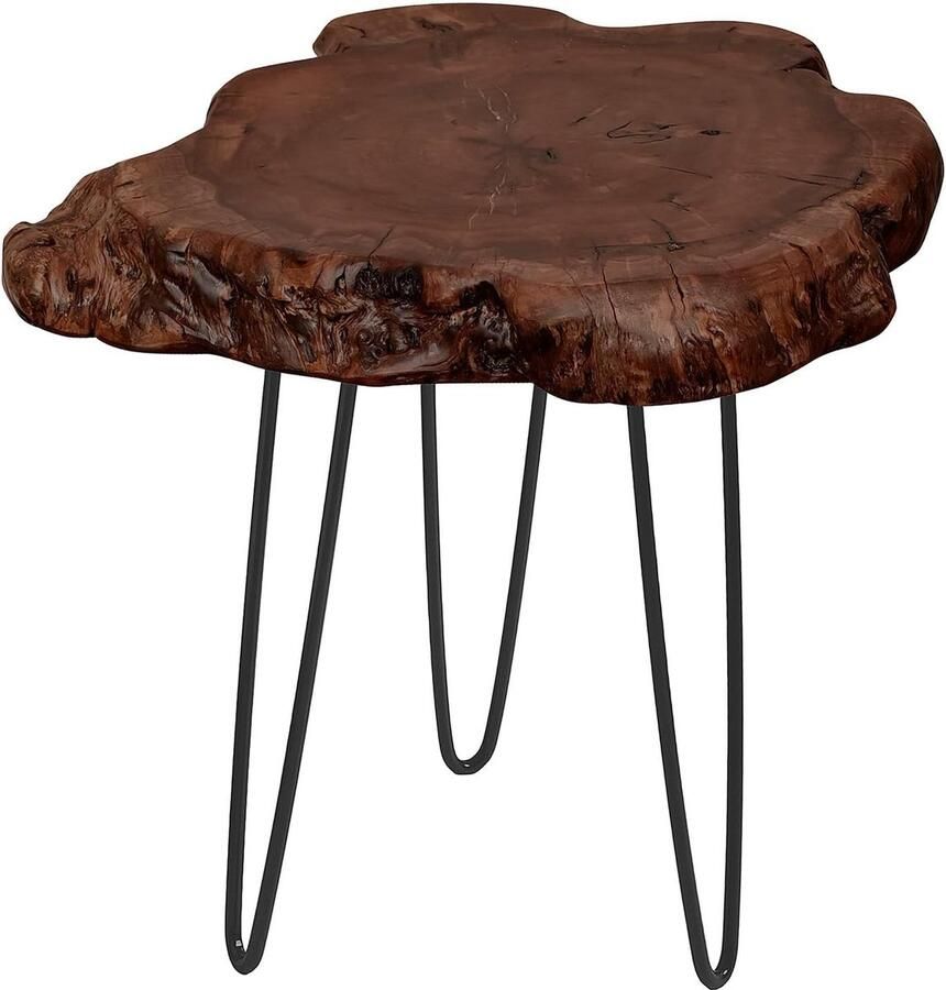 Goodivery Unieke Handgemaakte Bijzettafel van Massief Hout met Moderne Vintage Look