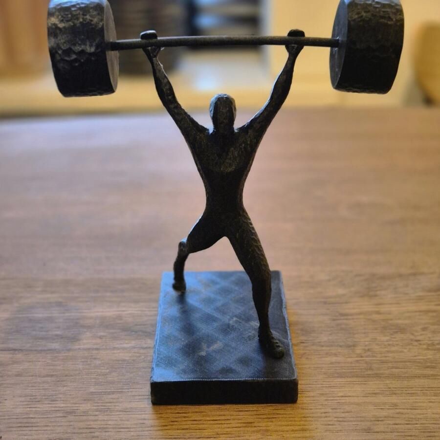 Unique Abstract Figurine Weightlifter gift bookshelf home desk decor