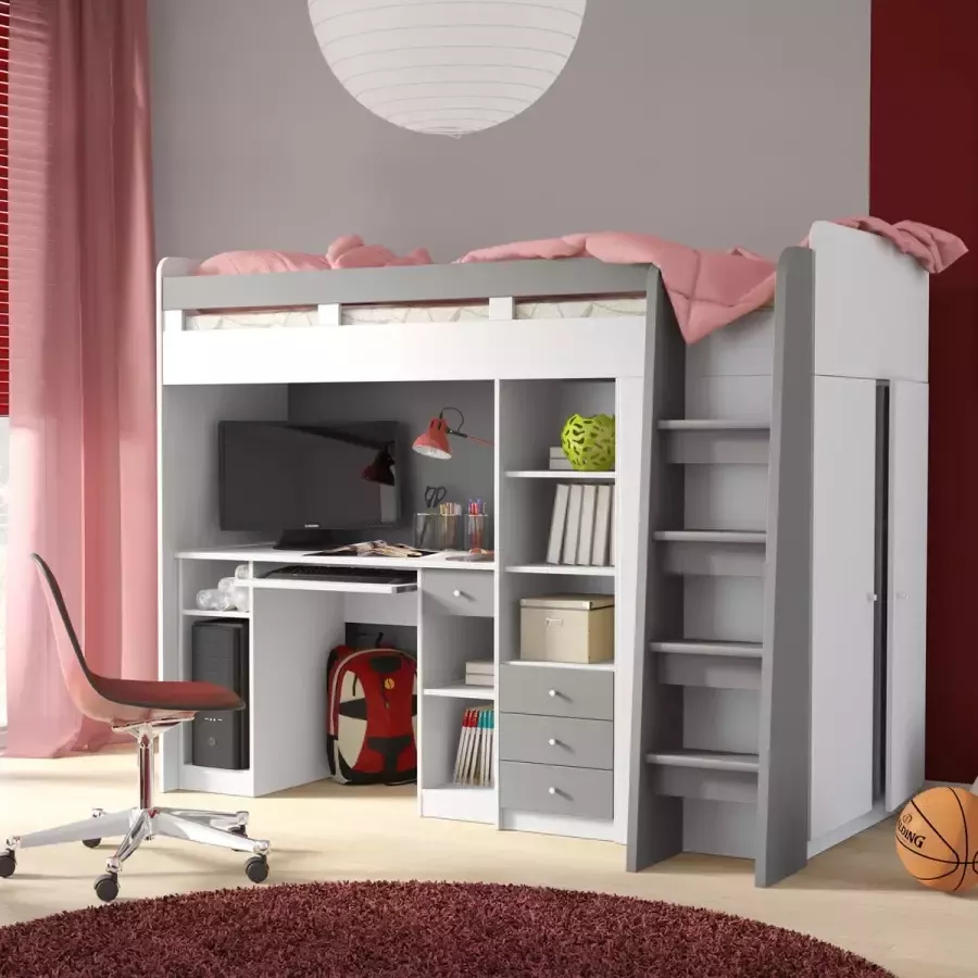 Beds and more Unit Hoogslaper Wit Zilver