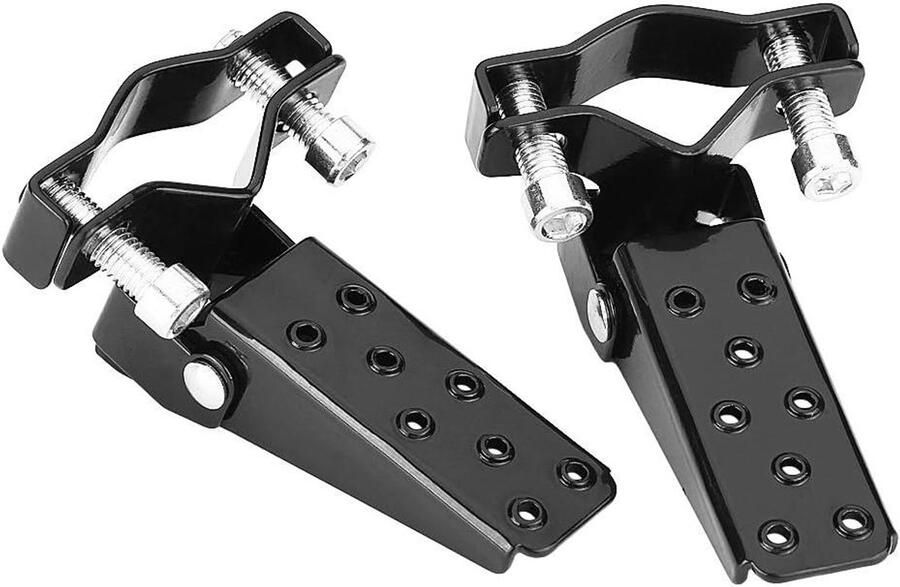 1 Pair Black Stylish Metal Motorcycle Frame Footrests Pedals Universal Compatible with Most Motorcycles (Left & Right)