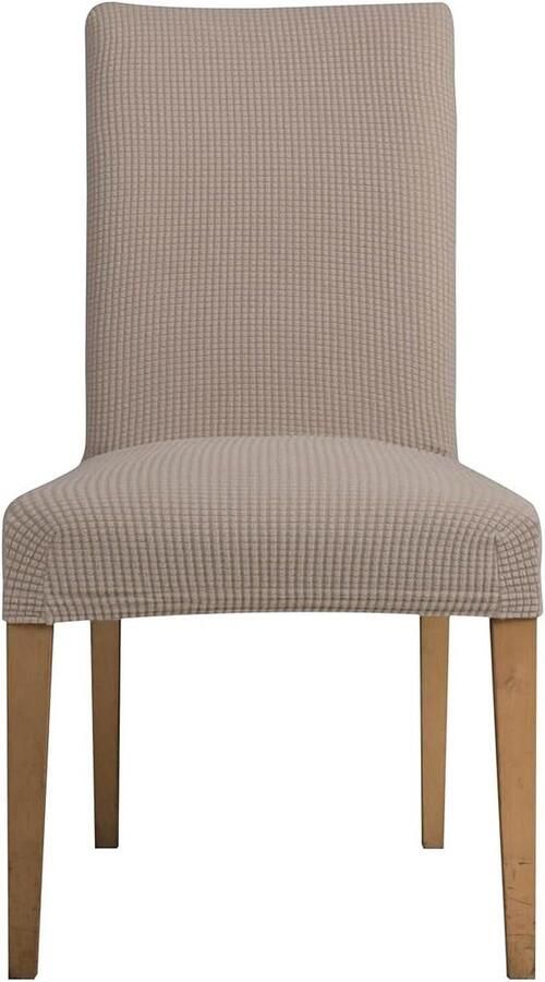 Universale Stoelhoezen Elastische Eetstoelhoezen 6 Stuks Zandkleur Jacquard