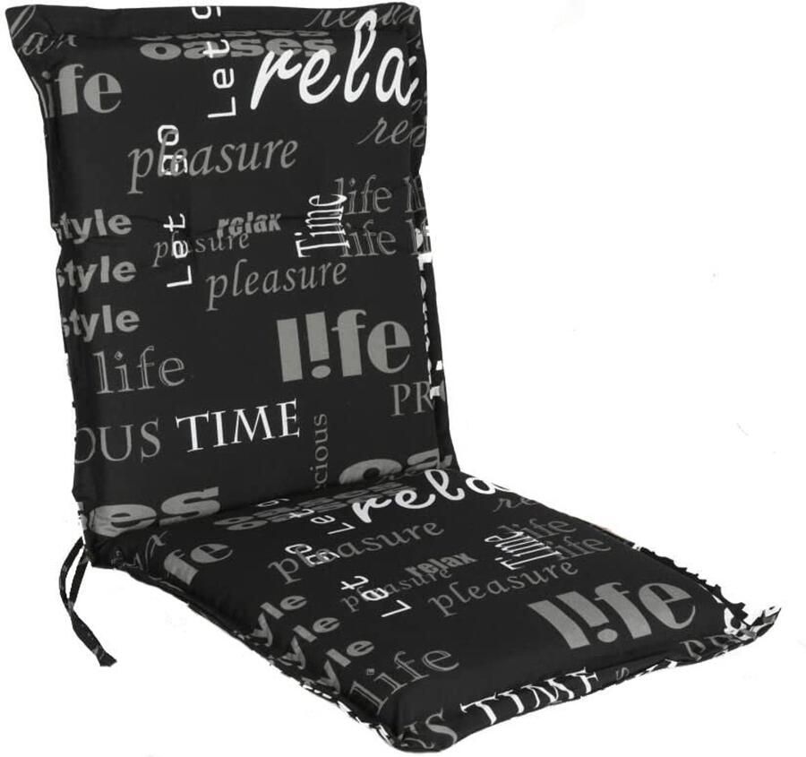 Universeel Kussen voor Lage Rugleuning 100 x 50 cm Geschikt voor Tuinstoelen Comfortabel Zitkussen Zwart