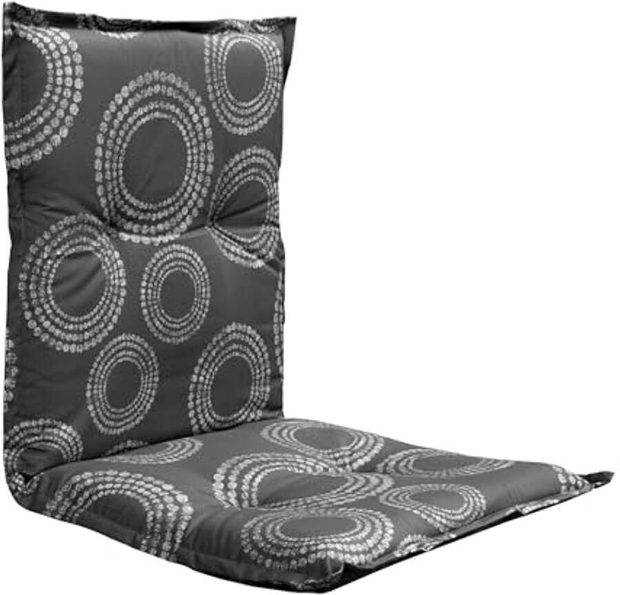 Universeel Zitkussen voor Lage Rugleuning 100 x 50 cm Grafisch Patroon in Grijs Tuinstoel Kussen met Bevestigingsbanden