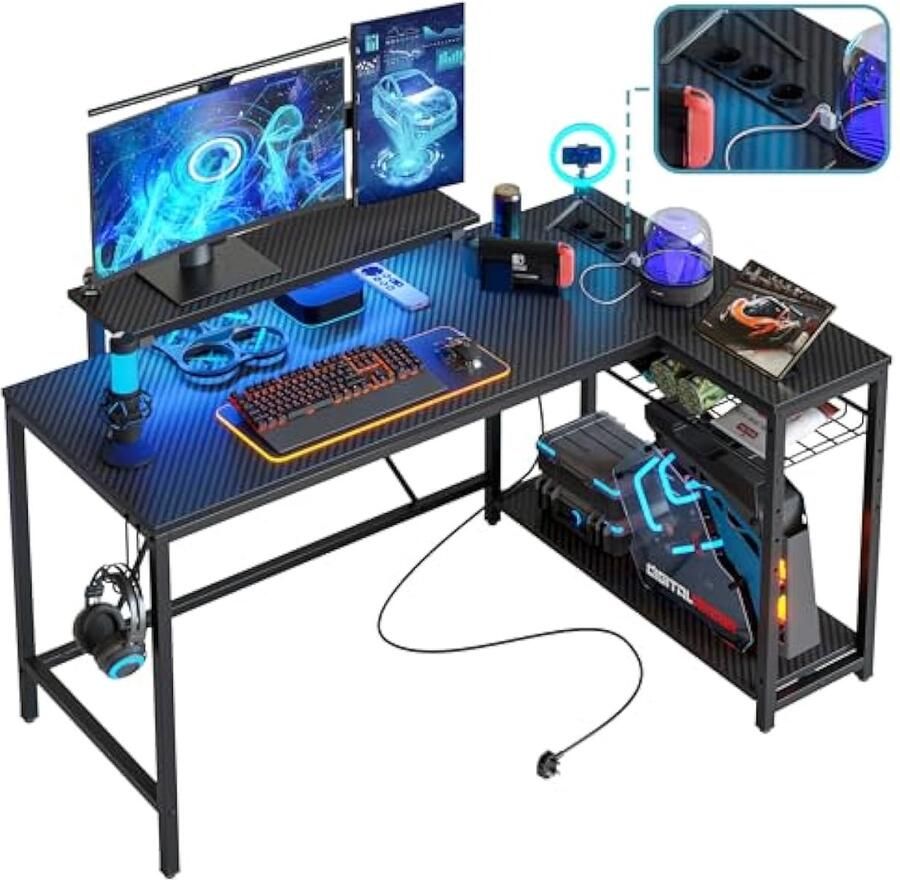 Universele 132cm L-vormig bureau met inklapbaar duurzaam materiaal voor kantoor Thuiswerk en Slaapkamer