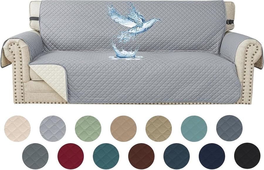 Universele 3-zits Bankhoes voor Huisdieren en Kinderen Waterdichte Slijtvaste en Antislip Sofa Bescherming in Lichtgrijs