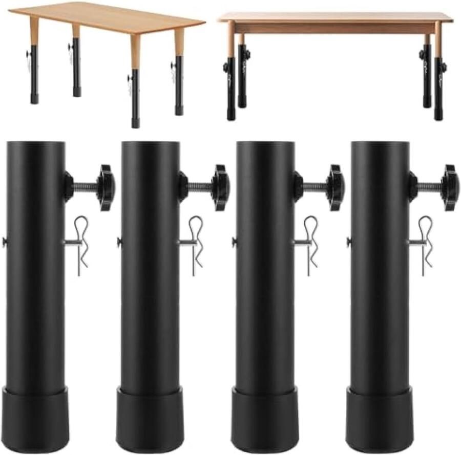 Universele 4 stuks klaptafelbeenverlengingen verstelbare tafelpootverlengingen met multifunctioneel comfortabel gebruik voor gebogen en in hoogte verstelbare tafelpootverhoging 20 cm