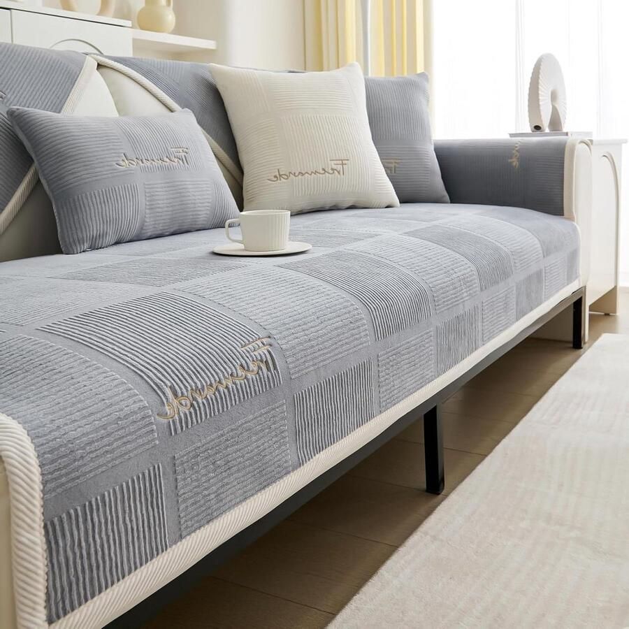 Bankhoes 1-2-3-4-zits L-vorm hoekbank Universele antislip bankovertrek Solide dikke gestructureerde bankbeschermer voor woonkamer hoekbank hoes stretch