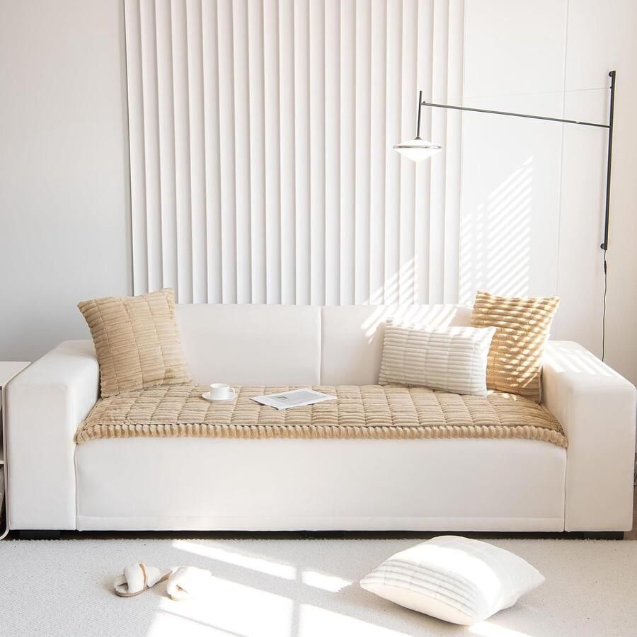 Universele Antislip Bankovertrek voor L-vormige Hoekbank Corduroy Bruin Wasbaar 2 3 4-zits