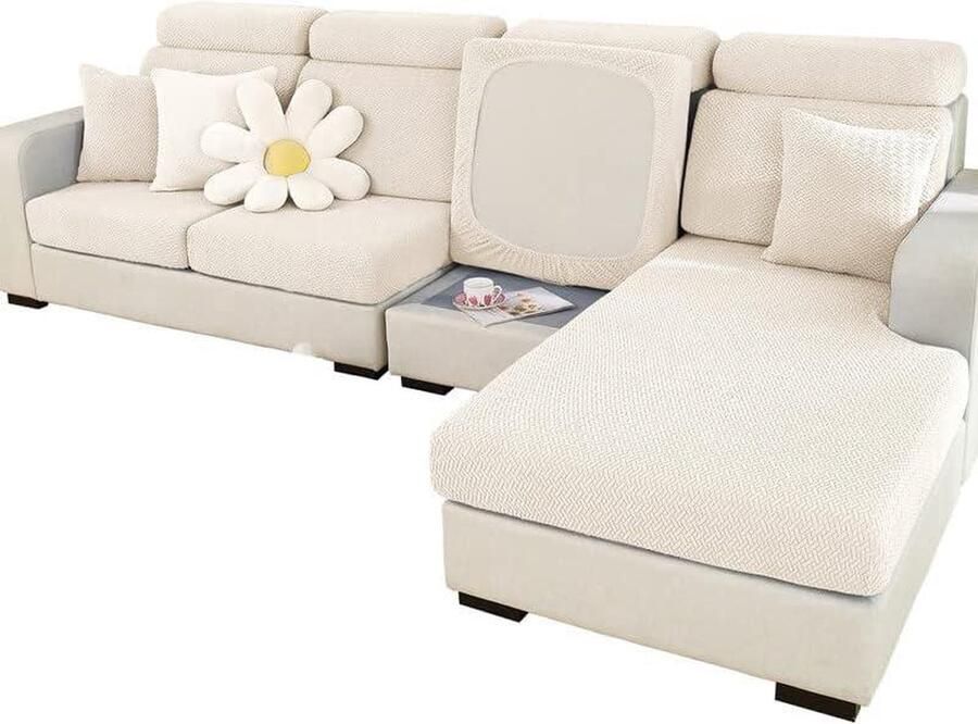 Universele Bankovertrek Stretch en Antislip Bescherming voor L-vormige Chaise Longue 1 stuk kleuren