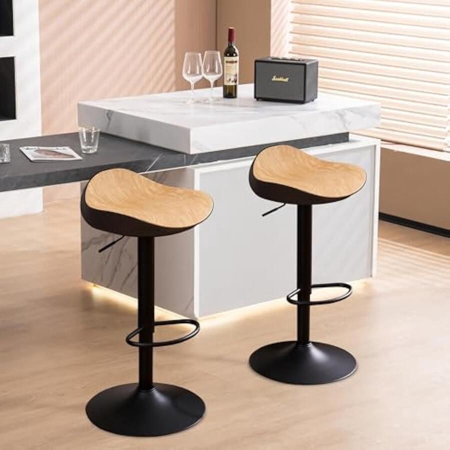 Universele barkruk set van 2 barstoel met verstelbaar draaibaar 360 graden draaibaar voor keuken – zwart