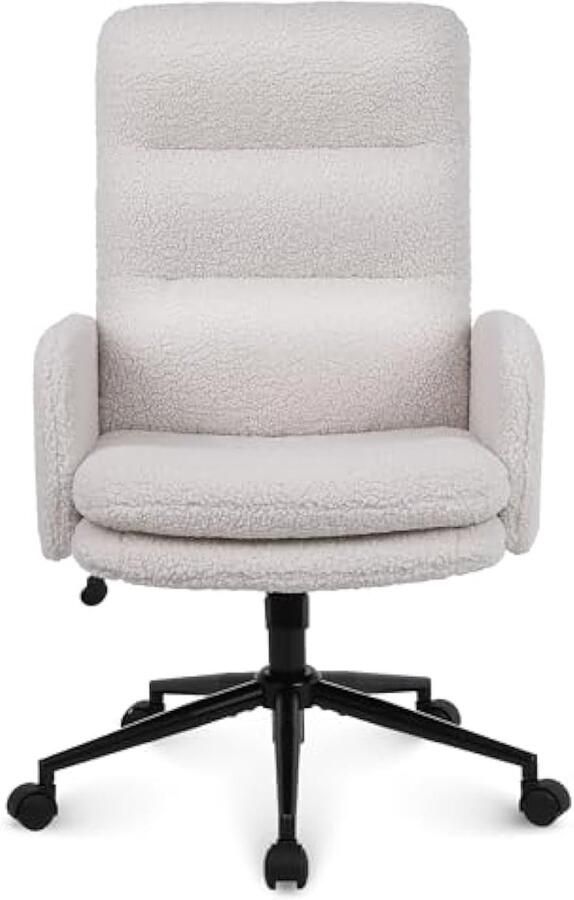 Universele bureaustoel faux kasjmier bureaustoel met opbergruimte inklapbaar voor slaapkamer voor thuis – crème