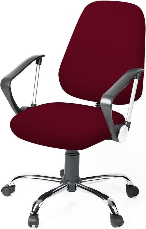 Universele Bureaustoelhoes Draaistoelhoes Afneembaar en Wasbaar Elastisch voor Kantoor en Computer Stoelen (Bordeauxrood)