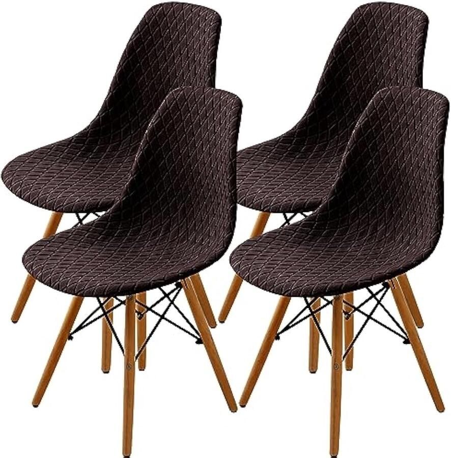 Universele eetkamerstoelset 2 4 6 moderne eetkamerstoelen met draaibaar met wieltjes – 4 stuks bruin