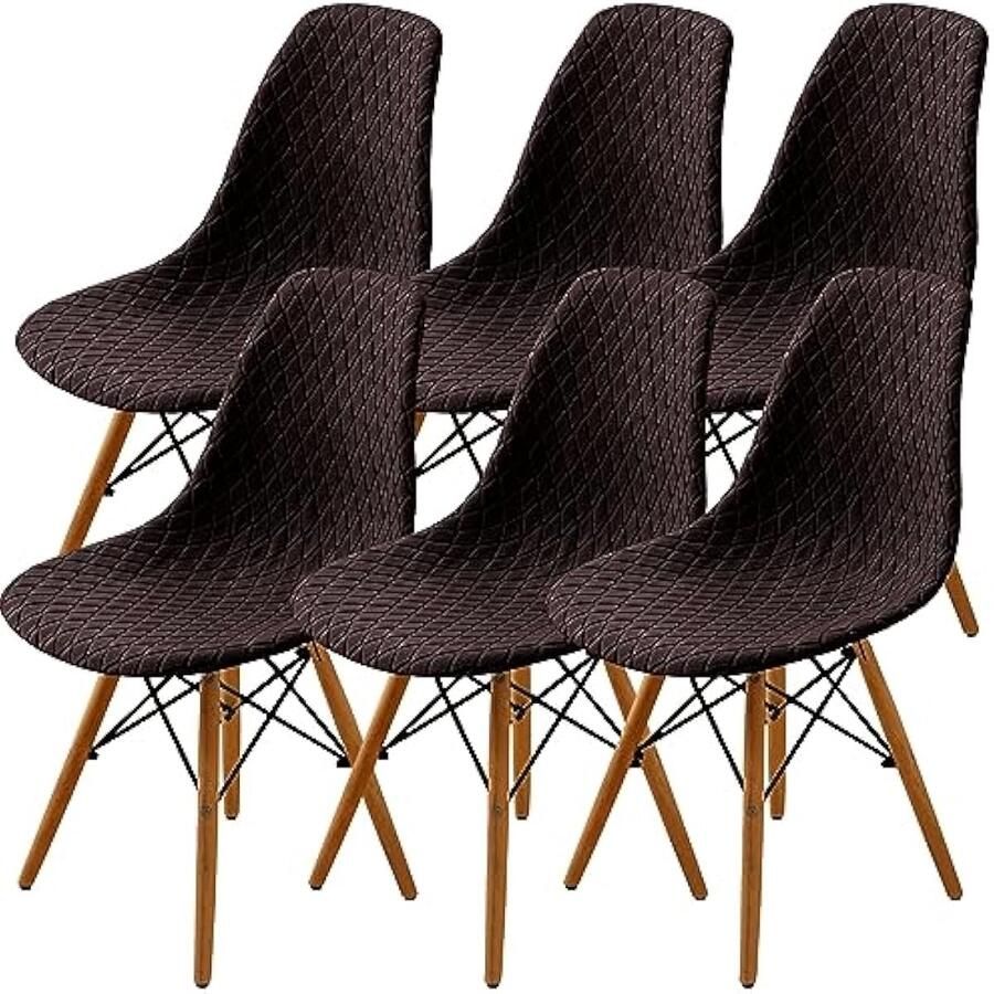 Universele eetkamerstoelset 2 4 6 moderne eetkamerstoelen met ergonomisch met opbergruimte – 6 stuks bruin